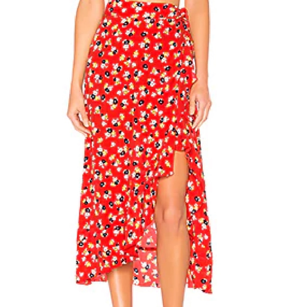 FAITHFUL THE BRAND Red Wrap Skirt
